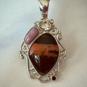 Carolyn Pollack Silver and Brown Pendant Necklace